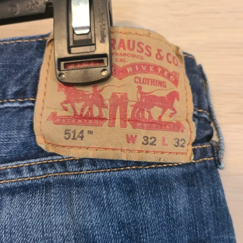 Levis 514 Jeans Men 32x32 (33x31) Classic Straight Leg Blue Dark Wash Denim Pant
